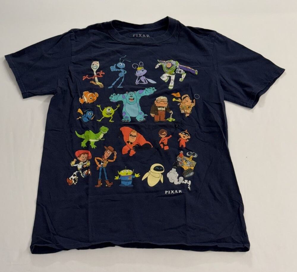 Pixar Characters Men’s Navy Blue Graphic T-Shirt Size M